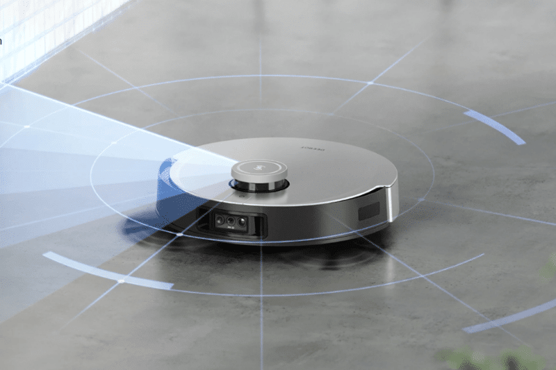 Die Funktionsweise der Lasernavigation des Ecovacs Deebot X1 OMNI ist zu sehen
